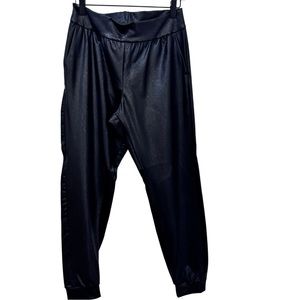 Commando Faux Leather Jogger Pants Size Medium in Black